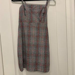 Grey and Red Plaid Fitted Hollister Dress